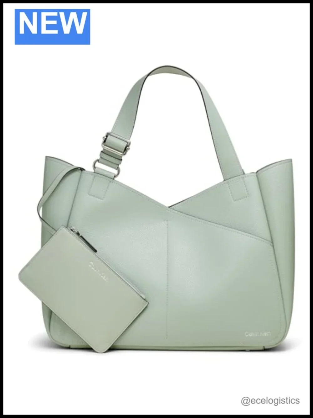 Patchwork Monogram PVC Tote Bag with Detachable Pouch Shoulder Straps